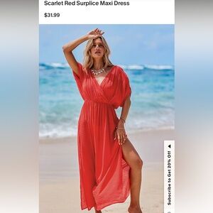Cupshe Scarlet Red Splice Beach Cover-Up Maxi